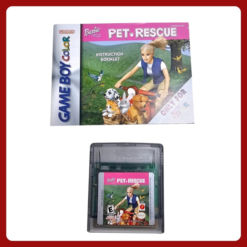 Barbie Pet Rescue Nintendo Game Boy Color GBC Cartridge & Manual CGB-BPEE-USA VT